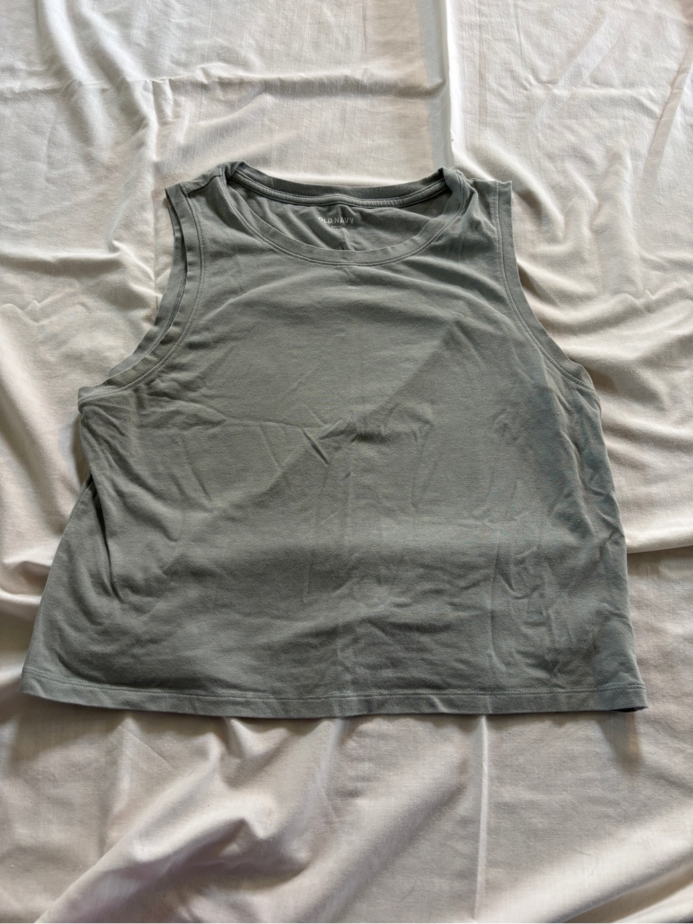 Old Navy Light Gray/Green Muscle Tank Top